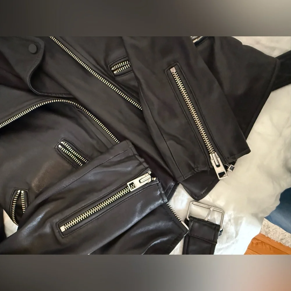 All Saints Balfern Black Leather Jacket - Picture 8 of 8